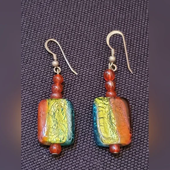 ARTISAN GLASS AND .925 STERLING SILVER EARRINGS - Picture 4 of 6